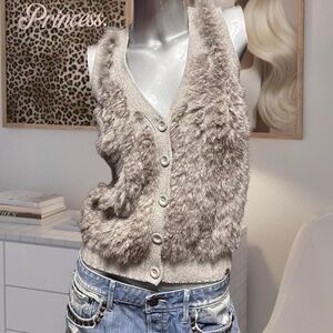 Armani Exchange Grey Fur Sweater Vest